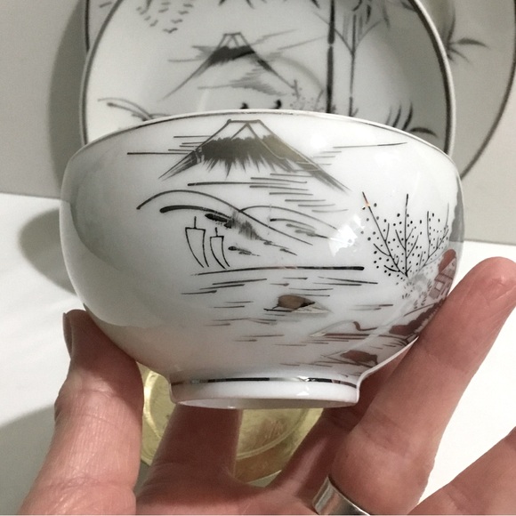 Vintage Kutani Porcelain Lithophane 3 piece set - Picture 4 of 17